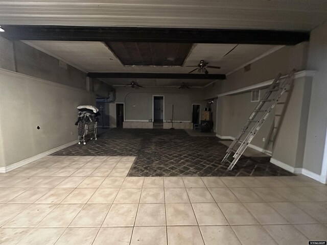 219 W Franklin St, Morrill, NE 69358 - basement with light tile patterned flooring, ceiling fan, and baseboards