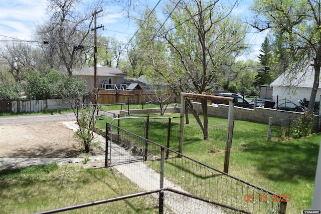 view of yard with a gate