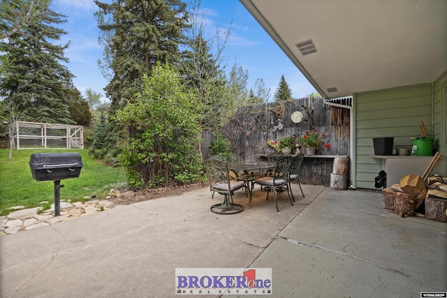 view of patio with outdoor dining space