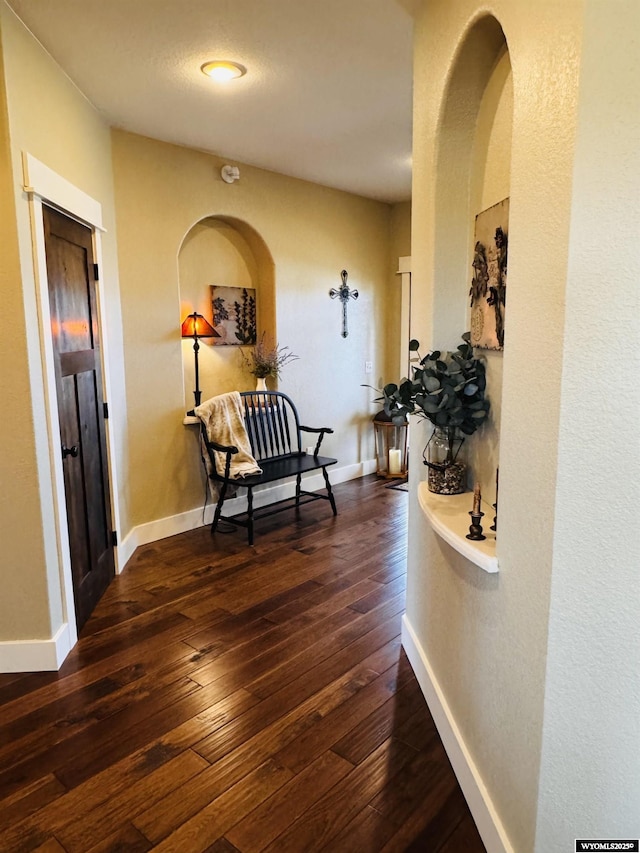 101 Pebble Ln, Torrington, WY 82240 - hallway featuring dark wood finished floors and baseboards