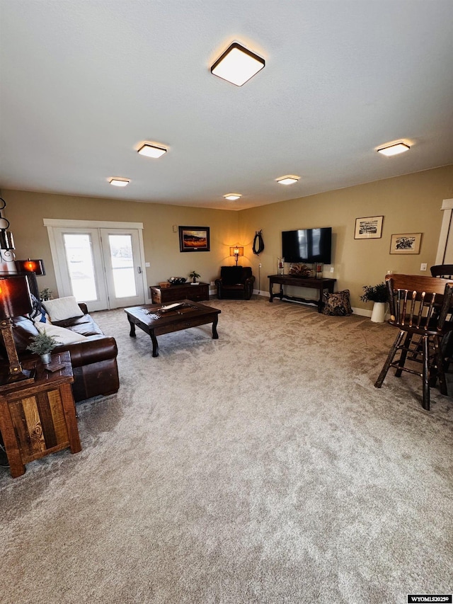 101 Pebble Ln, Torrington, WY 82240 - carpeted living area featuring french doors and baseboards