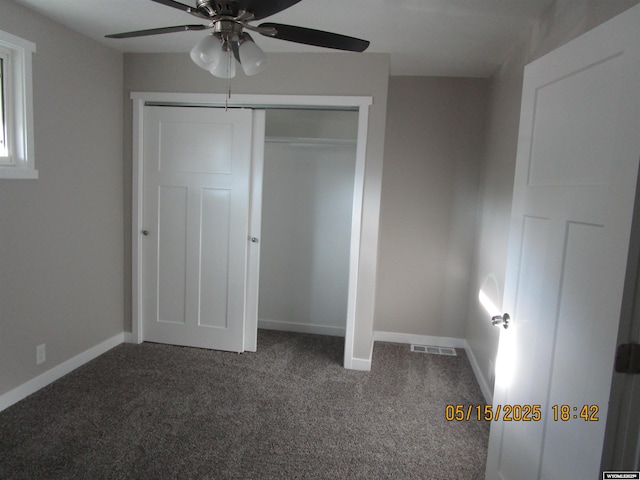 263 N 2nd Street E, St, Green River, WY 82935 - unfurnished bedroom with carpet, a closet, baseboards, and ceiling fan