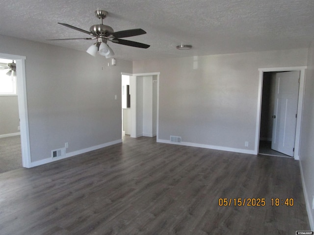 263 N 2nd Street E, St, Green River, WY 82935 - empty room with a ceiling fan, a textured ceiling, wood finished floors, and baseboards