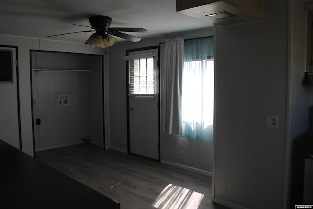 7 N Schmid Dr, La Barge, WY 83123 - entrance foyer with wood finished floors, baseboards, and ceiling fan