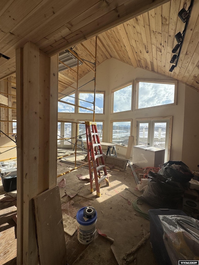 71 Sterling Dr, Daniel, WY 83115 - miscellaneous room with high vaulted ceiling and wooden ceiling