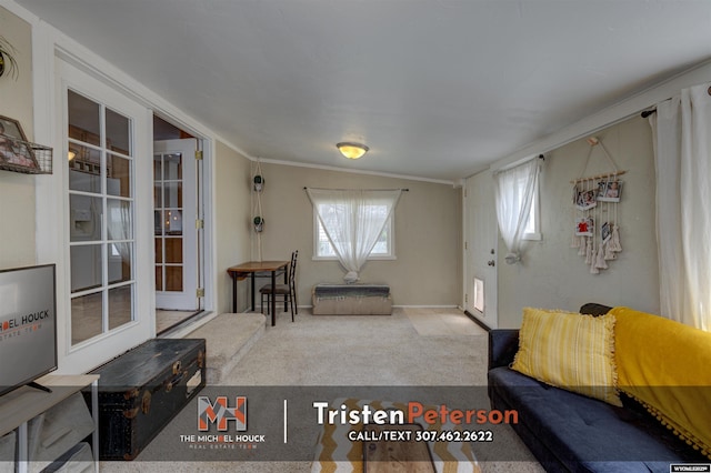 2819 E 6th St, Casper, WY 82609 - carpeted living room featuring crown molding