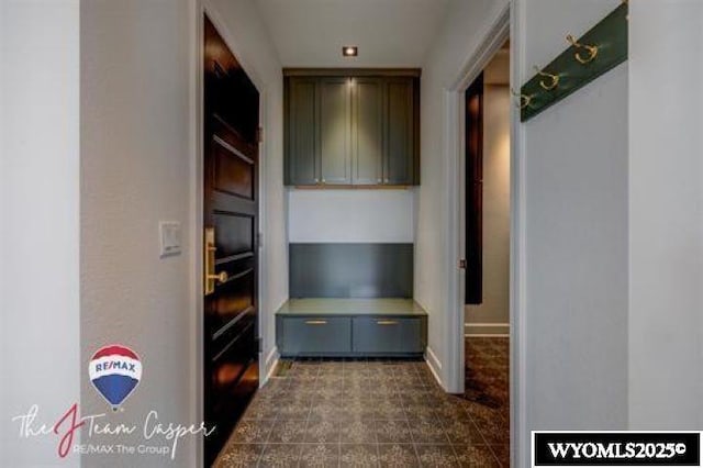 mudroom with baseboards