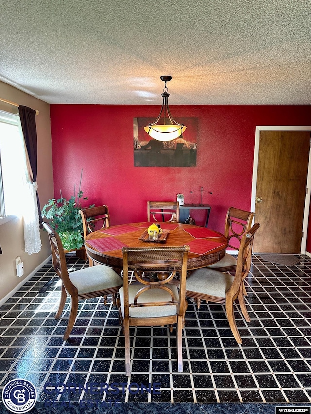 dining room featuring a textured ceiling