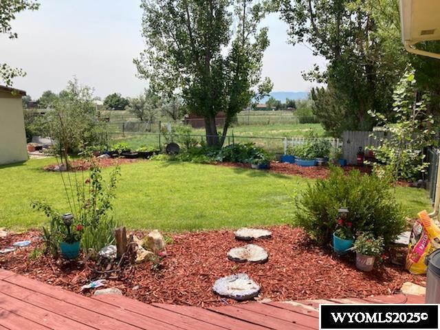 view of yard featuring a deck
