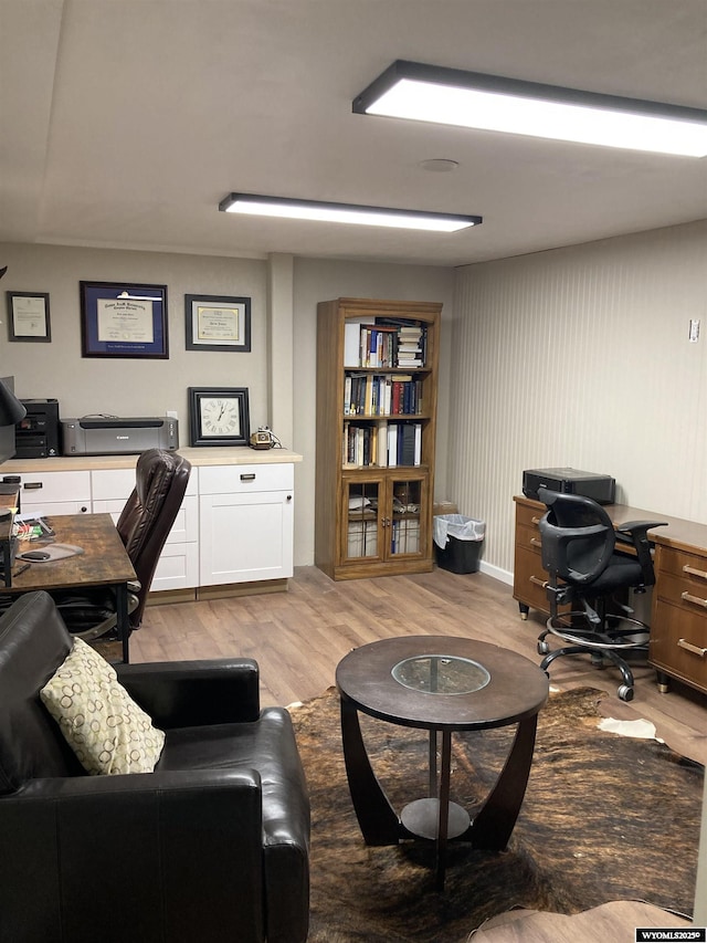 office area featuring light wood-type flooring