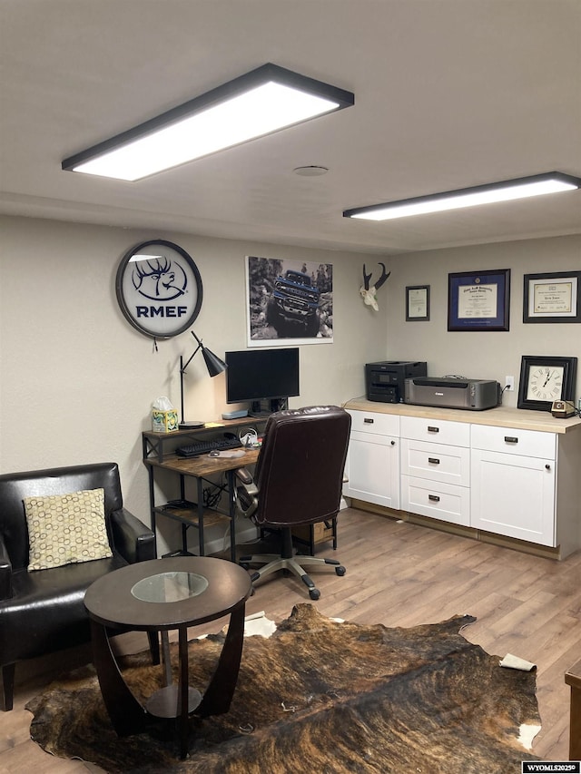 office space featuring wood finished floors