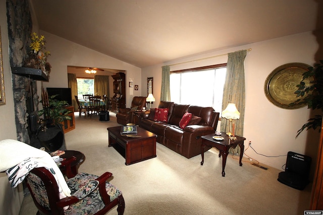 800 E 30th Ave, Torrington, WY 82240 - living area featuring carpet flooring and vaulted ceiling