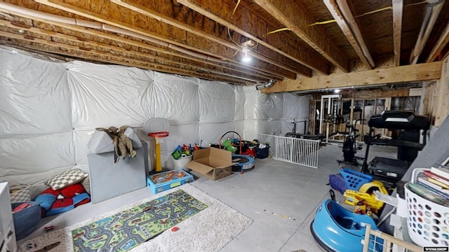 view of unfinished basement