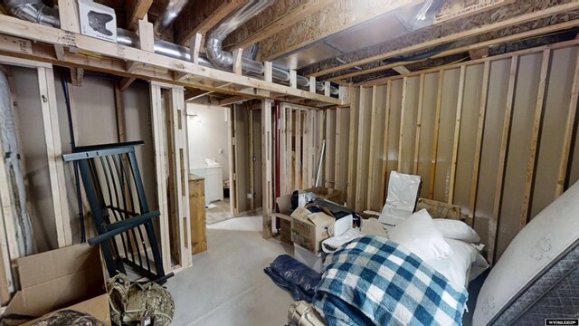view of unfinished basement