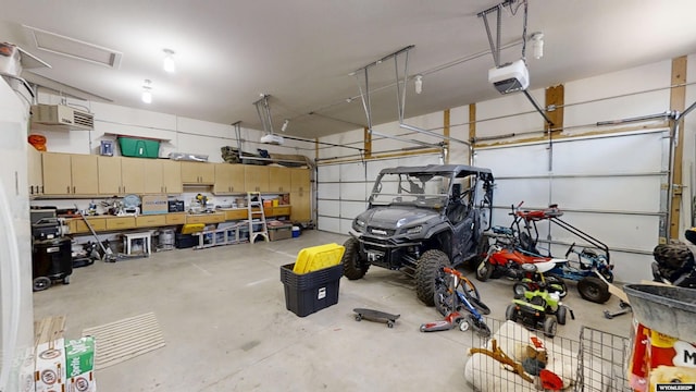 garage with a garage door opener