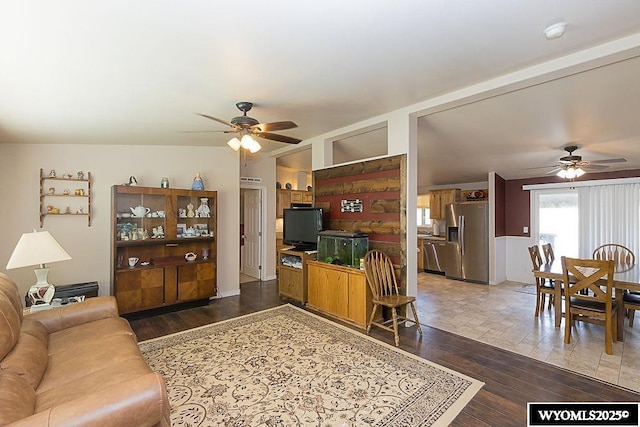15 Greve Cir, Rock Springs, WY 82901 - living room with ceiling fan and wood finished floors