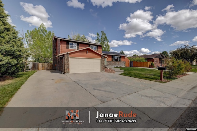 view of front of property featuring a garage, concrete driveway, and brick siding