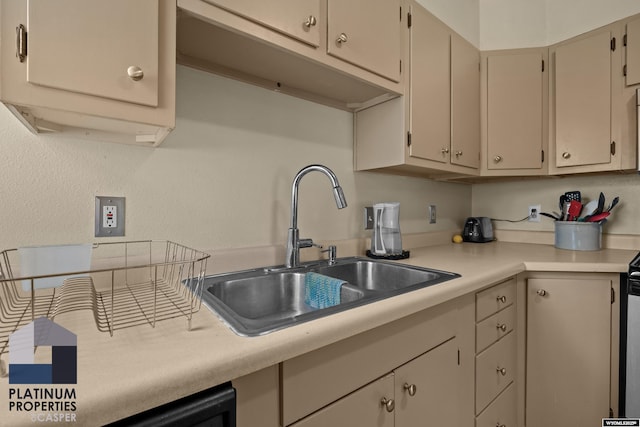 kitchen with a sink and light countertops