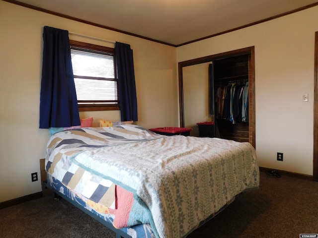 295 N 1st Street E, St, Green River, WY 82935 - bedroom featuring carpet, ornamental molding, a closet, and baseboards