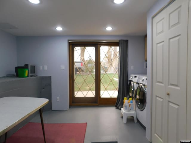 295 N 1st Street E, St, Green River, WY 82935 - washroom with independent washer and dryer and recessed lighting