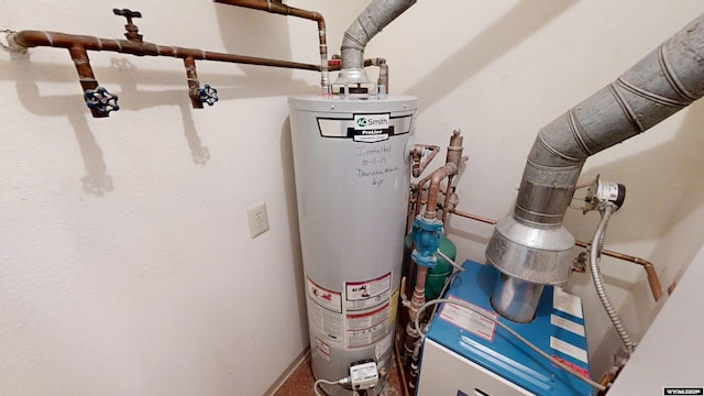 utility room with gas water heater