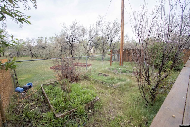view of yard with a garden and fence
