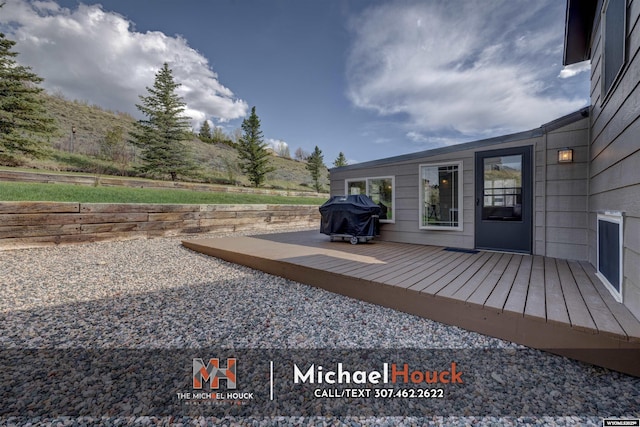 wooden deck with grilling area