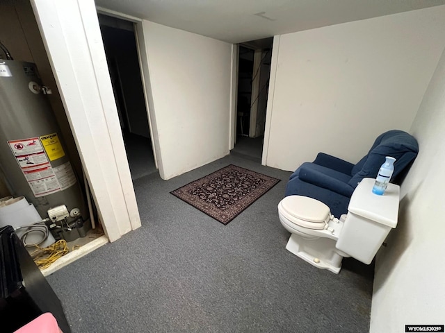 1208 10th St, Wheatland, WY 82201 - carpeted living area with water heater