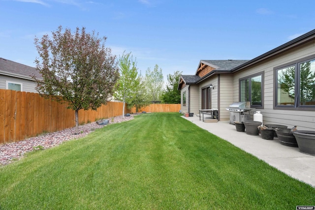 view of yard with a patio area