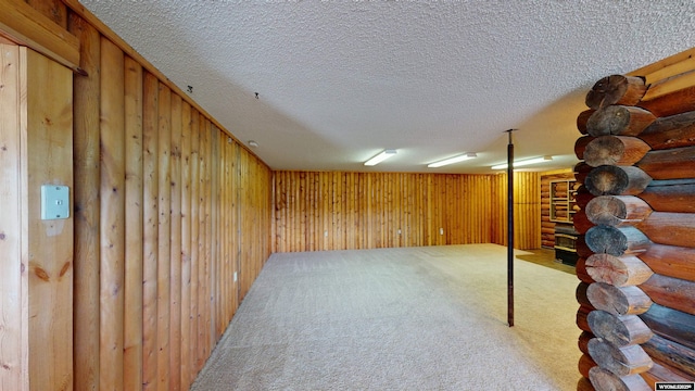 7 Raschell Ct, Lander, WY 82520 - finished basement featuring carpet floors, a textured ceiling, and wood walls