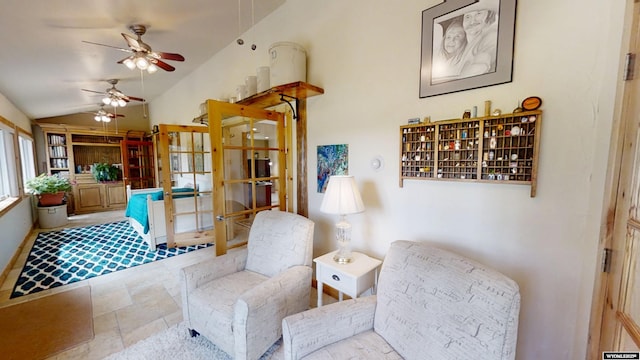2908 Esterbrook Rd, Esterbrook, WY 82633 - living area with ceiling fan and lofted ceiling