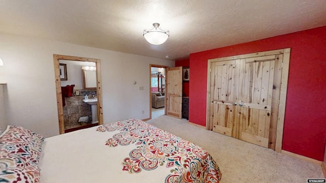 2908 Esterbrook Rd, Esterbrook, WY 82633 - carpeted bedroom with connected bathroom and a sink