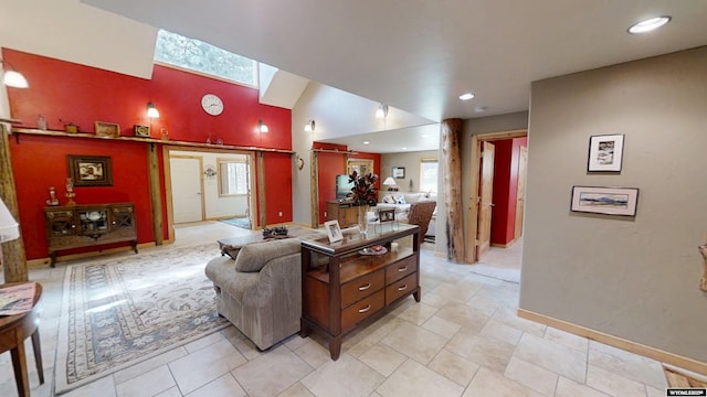 2908 Esterbrook Rd, Esterbrook, WY 82633 - living room featuring plenty of natural light, a skylight, baseboards, and recessed lighting