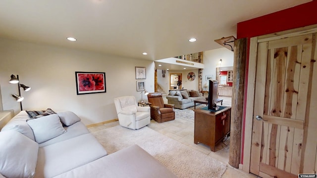 2908 Esterbrook Rd, Esterbrook, WY 82633 - living room with recessed lighting, stairway, and baseboards