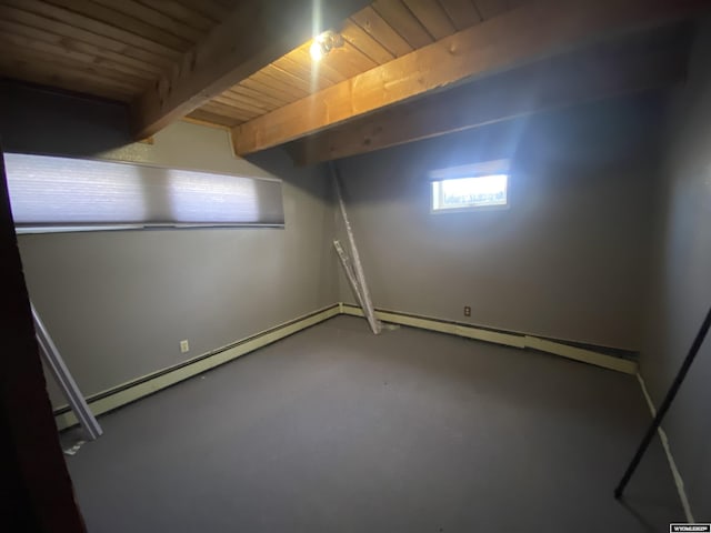 320 Turquoise Dr, Riverton, WY 82501 - below grade area with wood ceiling and baseboards