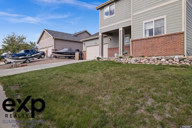 2521 Sagewood Ave, Casper, WY 82601 - view of property exterior featuring brick siding, driveway, a garage, and a yard