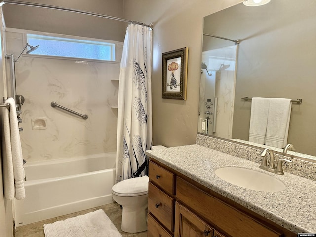617 Lucille Cir, Evanston, WY 82930 - bathroom featuring shower / bath combo with shower curtain, vanity, and toilet