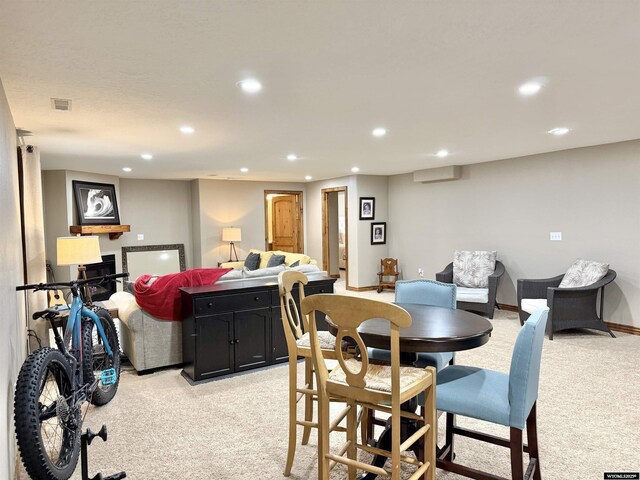 617 Lucille Cir, Evanston, WY 82930 - dining area with light colored carpet, recessed lighting, and baseboards