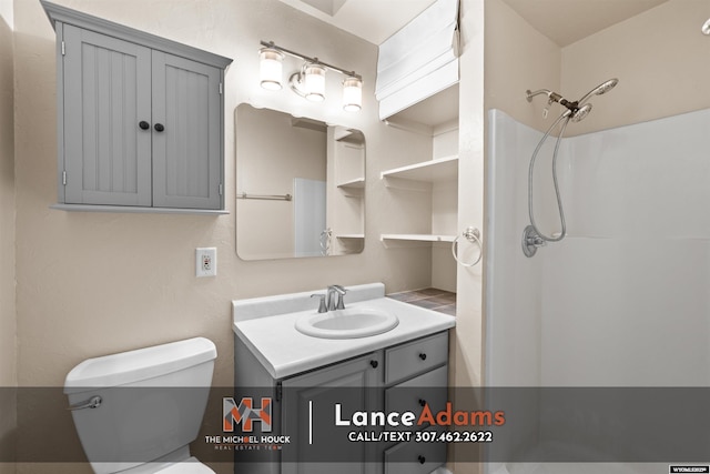396 Williams Way, Glenrock, WY 82637 - full bathroom featuring vanity, toilet, and a shower