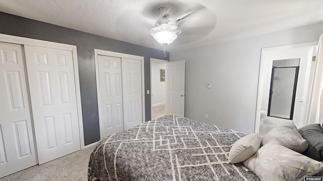 205 Daffodil, Casper, WY 82604 - bedroom featuring carpet, multiple closets, and a ceiling fan