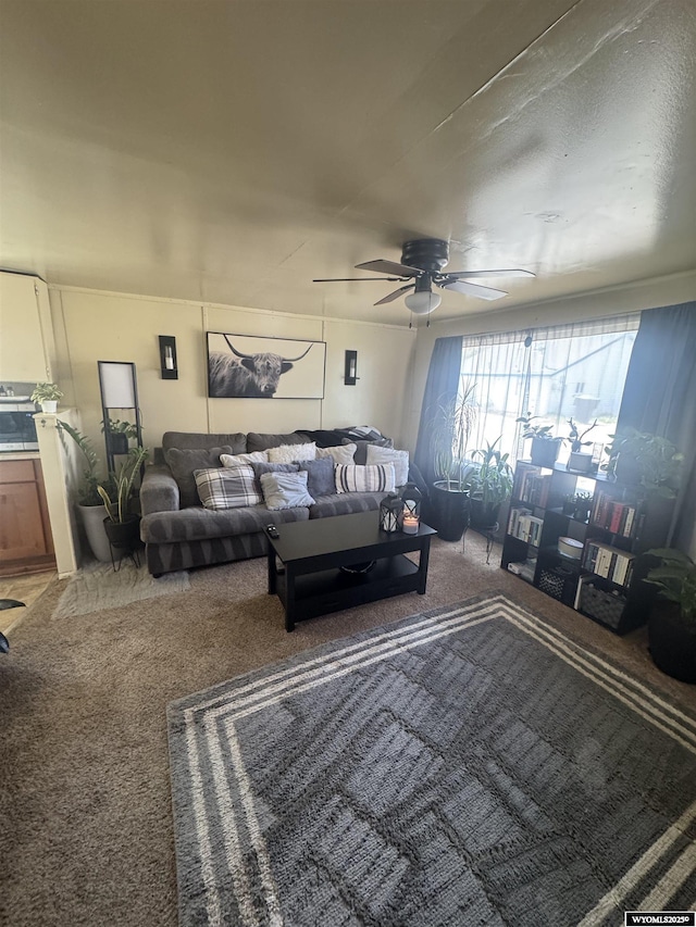 1137 Main St, Evanston, WY 82930 - carpeted living area featuring a ceiling fan