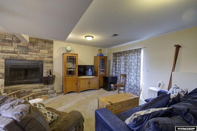 363 Oleander St, Casper, WY 82604 - living area with light carpet and a fireplace
