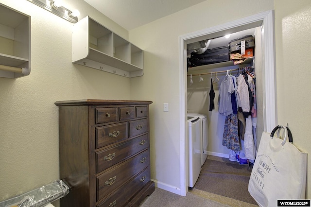 363 Oleander St, Casper, WY 82604 - walk in closet with washer and clothes dryer and carpet floors