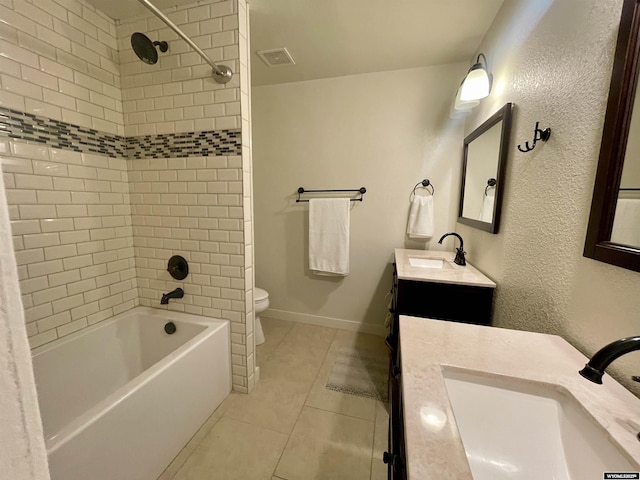 344 Via Assisi Dr, Rock Springs, WY 82901 - full bath with toilet, tile patterned flooring, vanity, and bathing tub / shower combination