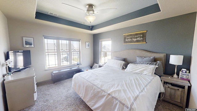 810 S 3rd Ave, Mills, WY 82604 - carpeted bedroom featuring a raised ceiling and a ceiling fan