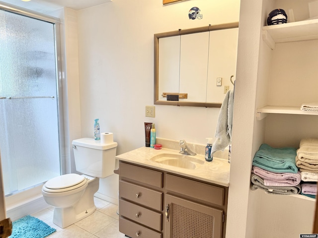 1130 Canyon Rd, Kemmerer, WY 83101 - full bath with toilet, a stall shower, vanity, and tile patterned flooring