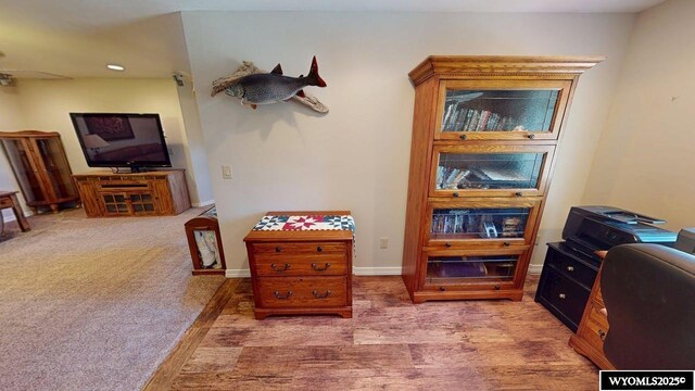 200 Irwin Ln, Lander, WY 82520 - office space with baseboards, ceiling fan, recessed lighting, and wood finished floors