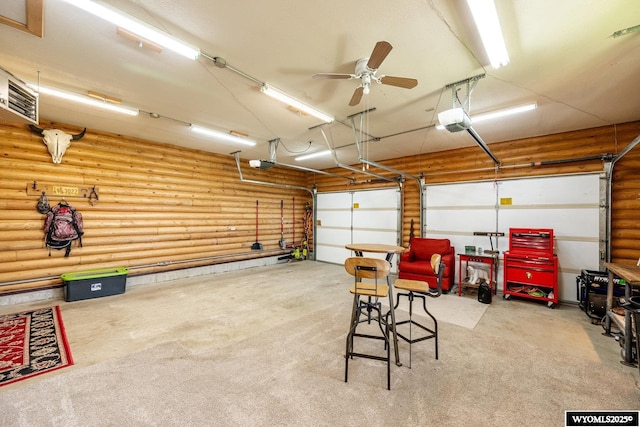 49 Cheyenne Rd, Banner, WY 82832 - garage with a garage door opener and a ceiling fan