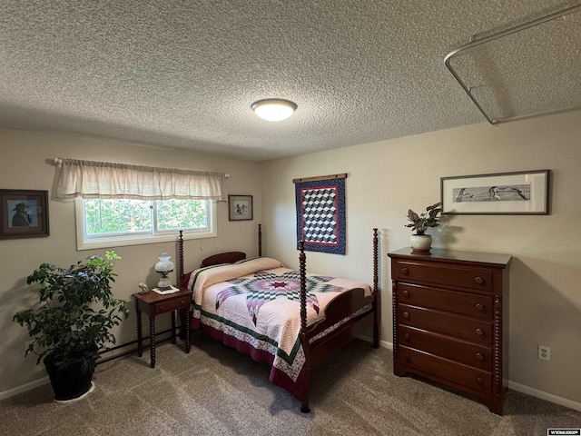 302 Clearview St, Saratoga, WY 82331 - bedroom featuring a textured ceiling, carpet flooring, and baseboards