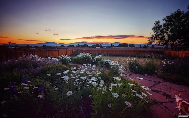 302 Clearview St, Saratoga, WY 82331 - yard at dusk featuring a mountain view